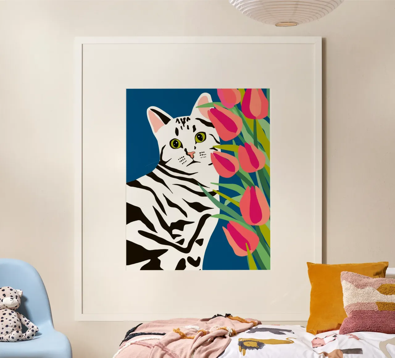 Gatto che siede bene poster con telaio in plastica da 83oranges