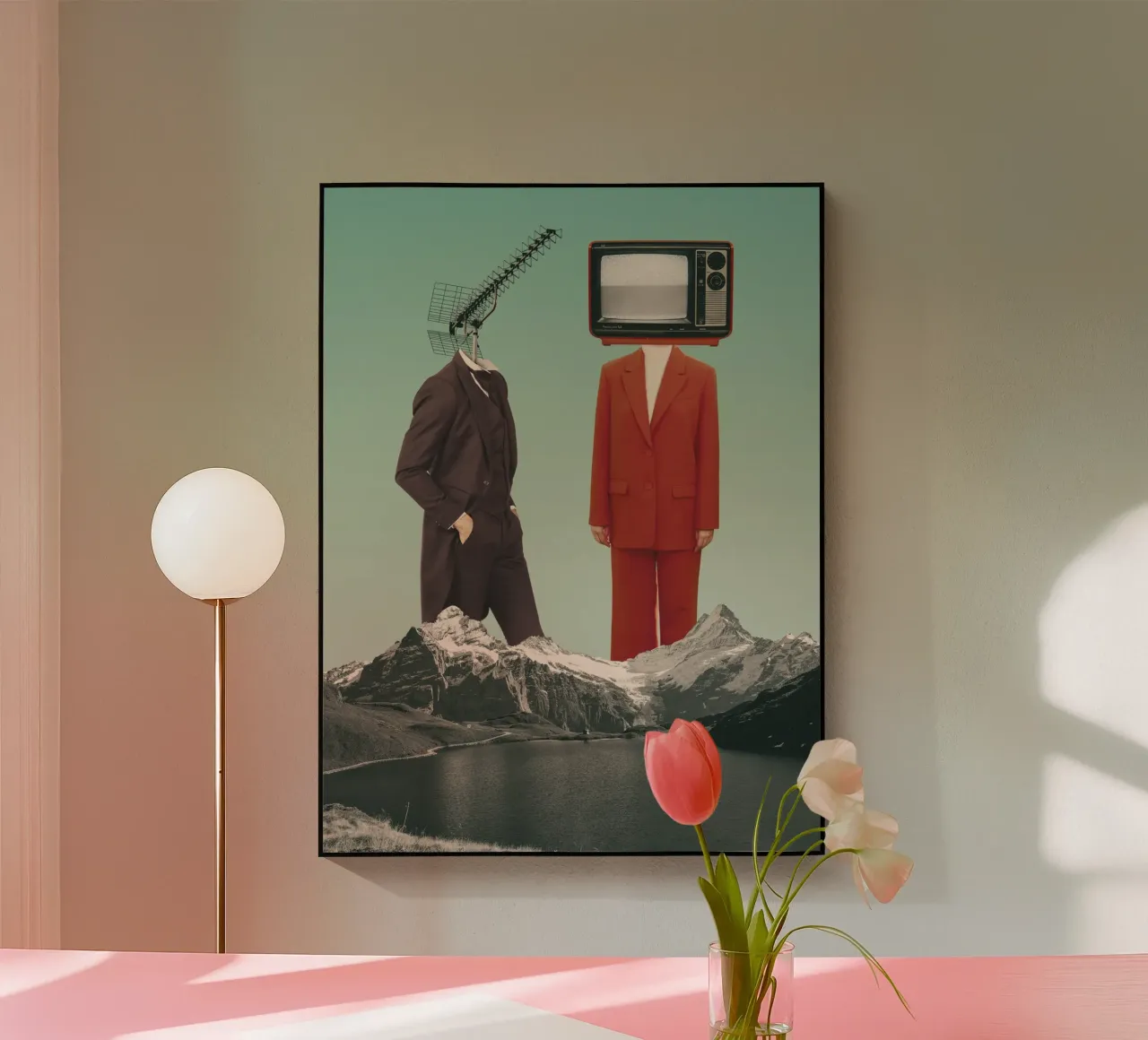 Signal Lost – Surreal Vintage Collage acryl van Dapidoka