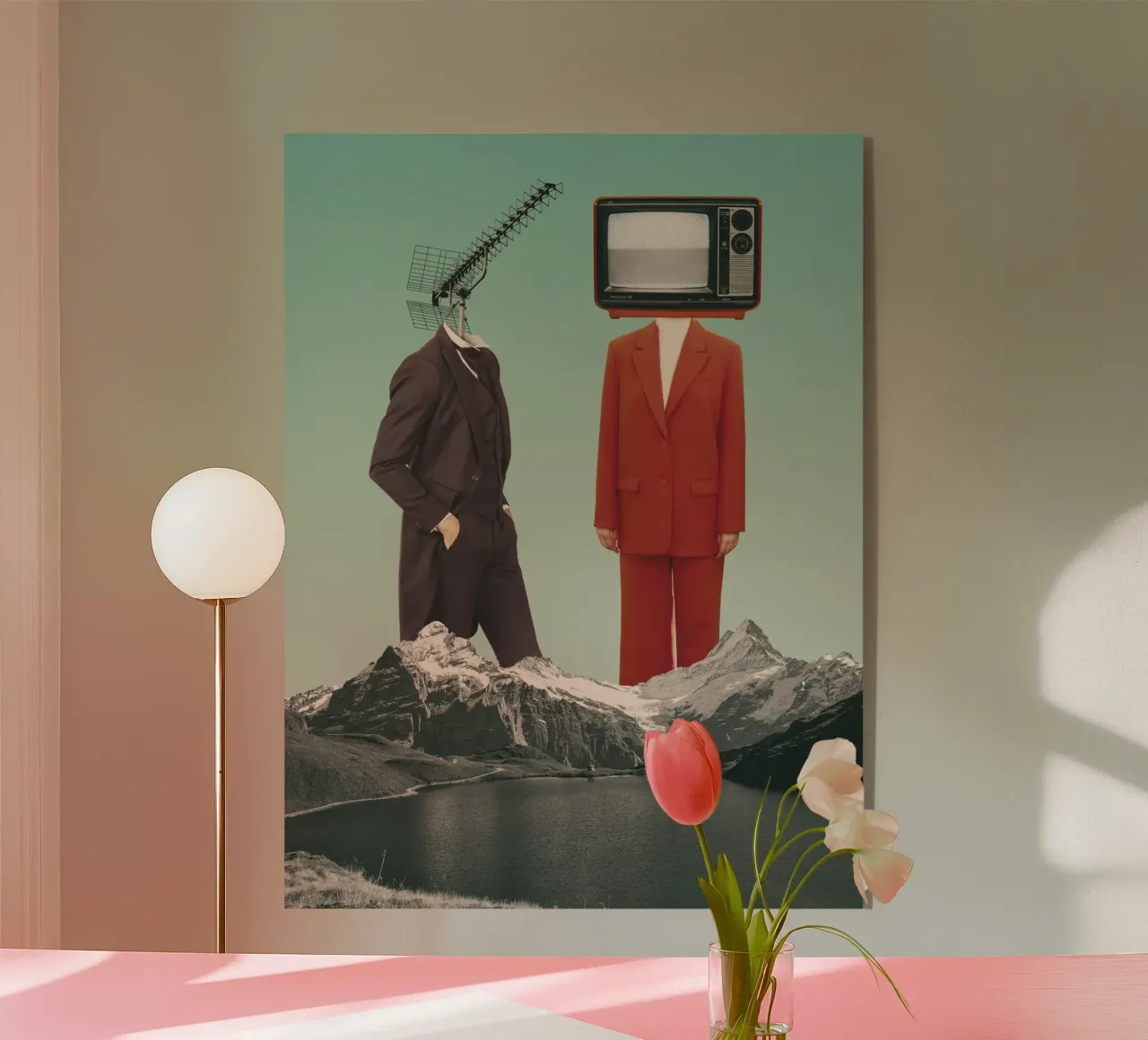 Signal Lost – Surreal Vintage Collage acryl van Dapidoka