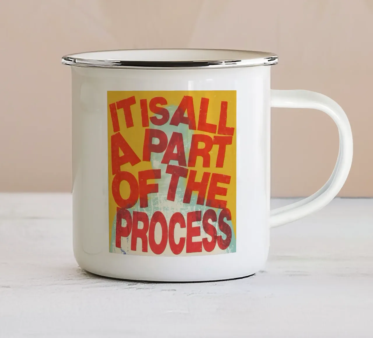 ALL A PART OF THE PROCESS tazza in smalto da Type & Tape