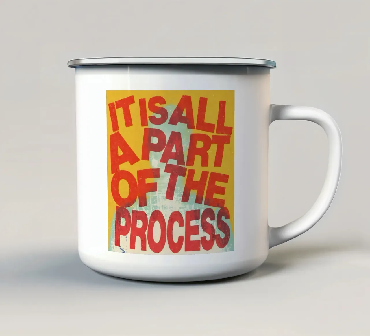 ALL A PART OF THE PROCESS tazza in smalto da Type & Tape