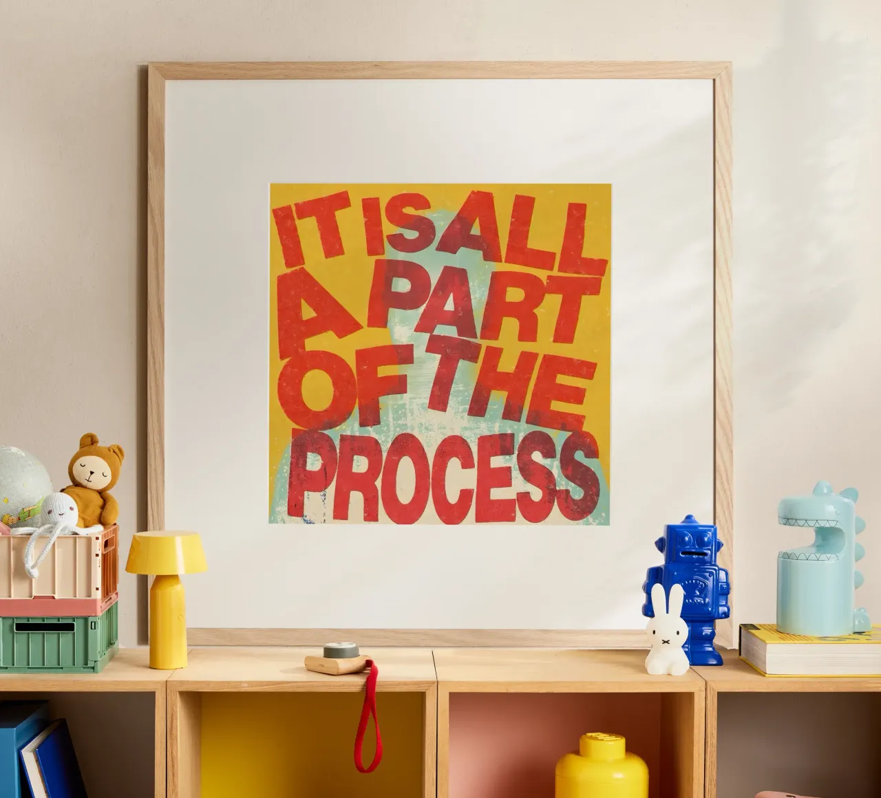 ALL A PART OF THE PROCESS poster avec cadre en bois de Type & Tape