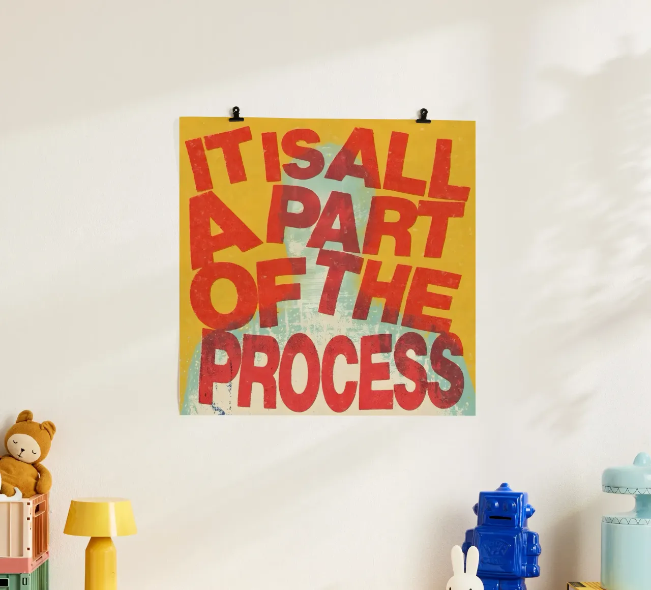 ALL A PART OF THE PROCESS poster avec cadre en bois de Type & Tape
