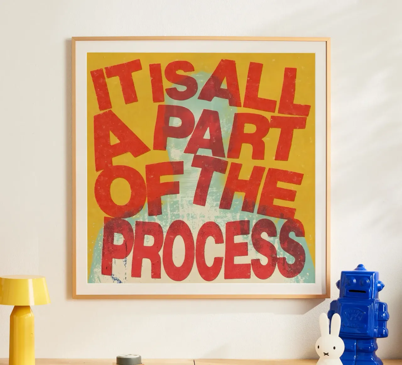 ALL A PART OF THE PROCESS poster avec cadre en bois de Type & Tape