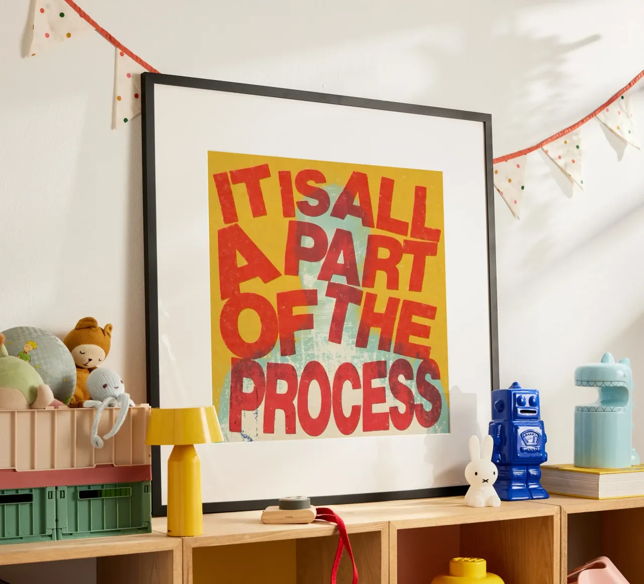 ALL A PART OF THE PROCESS poster avec cadre en bois de Type & Tape