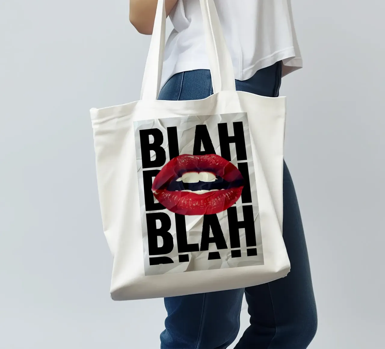 BLAH borsa in juta da Type & Tape