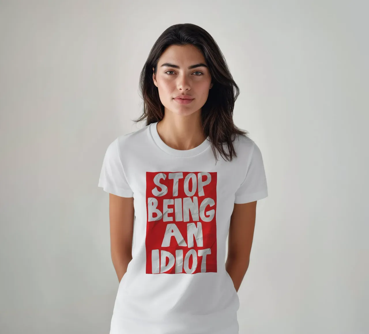 STOP BEING AN IDIOT t-shirt da Type & Tape