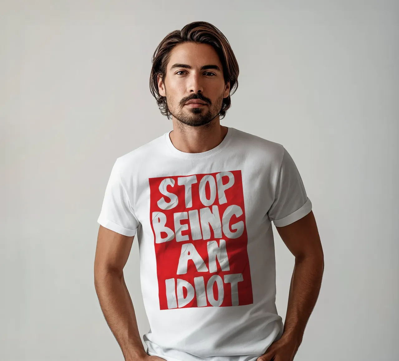 STOP BEING AN IDIOT t-shirt da Type & Tape