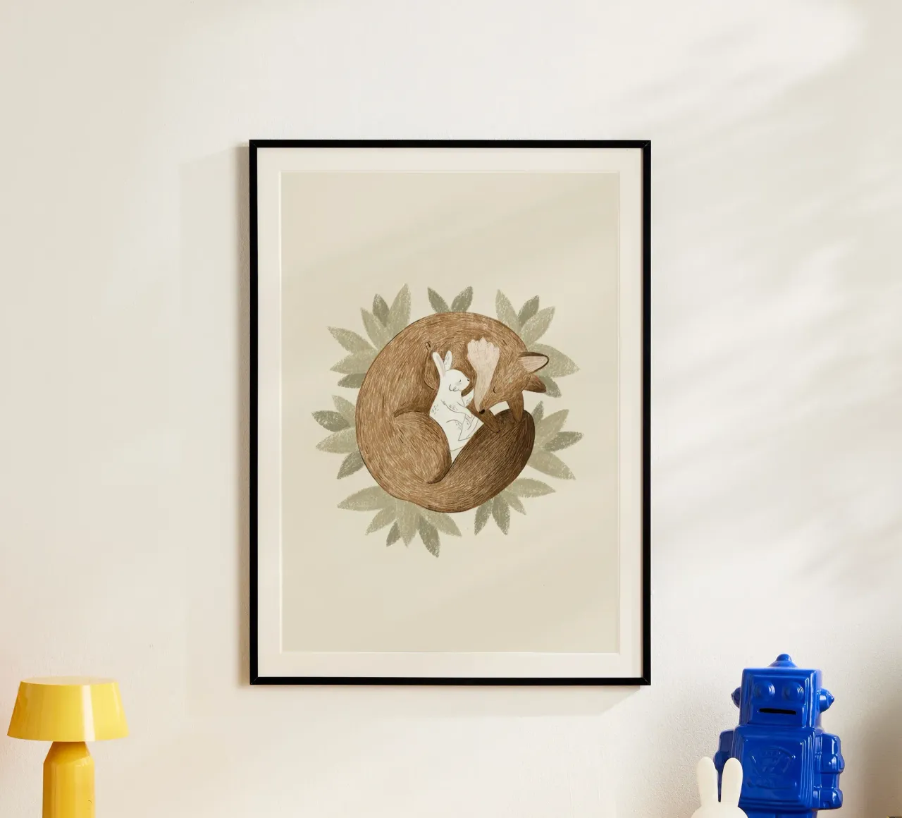 Anna Lunak - Volpe e coniglio poster con telaio in plastica da muench benjamin
