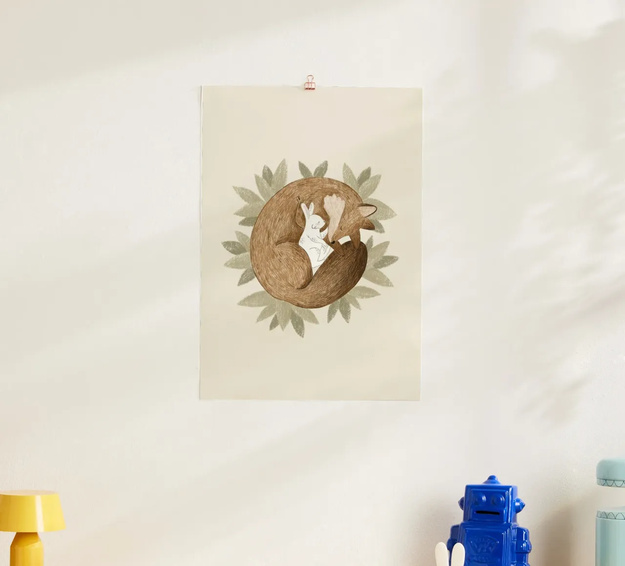 Anna Lunak - Volpe e coniglio poster con telaio in plastica da muench benjamin