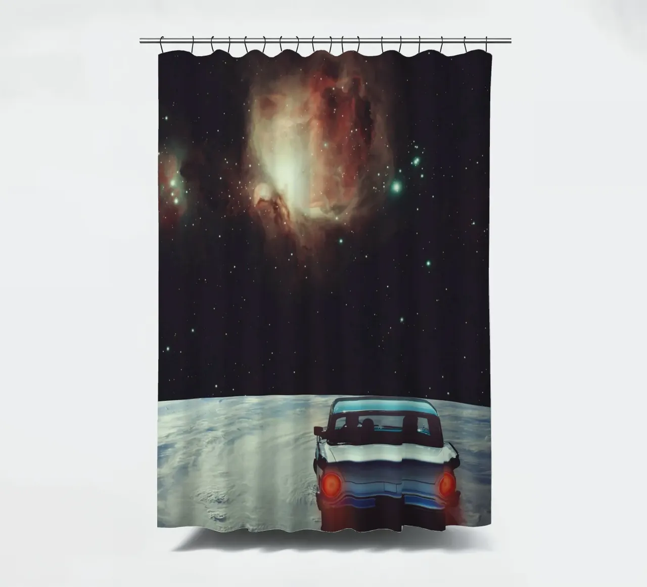 Destination Unknown - Surreal Cosmic Drive Duschvorhang von Dapidoka