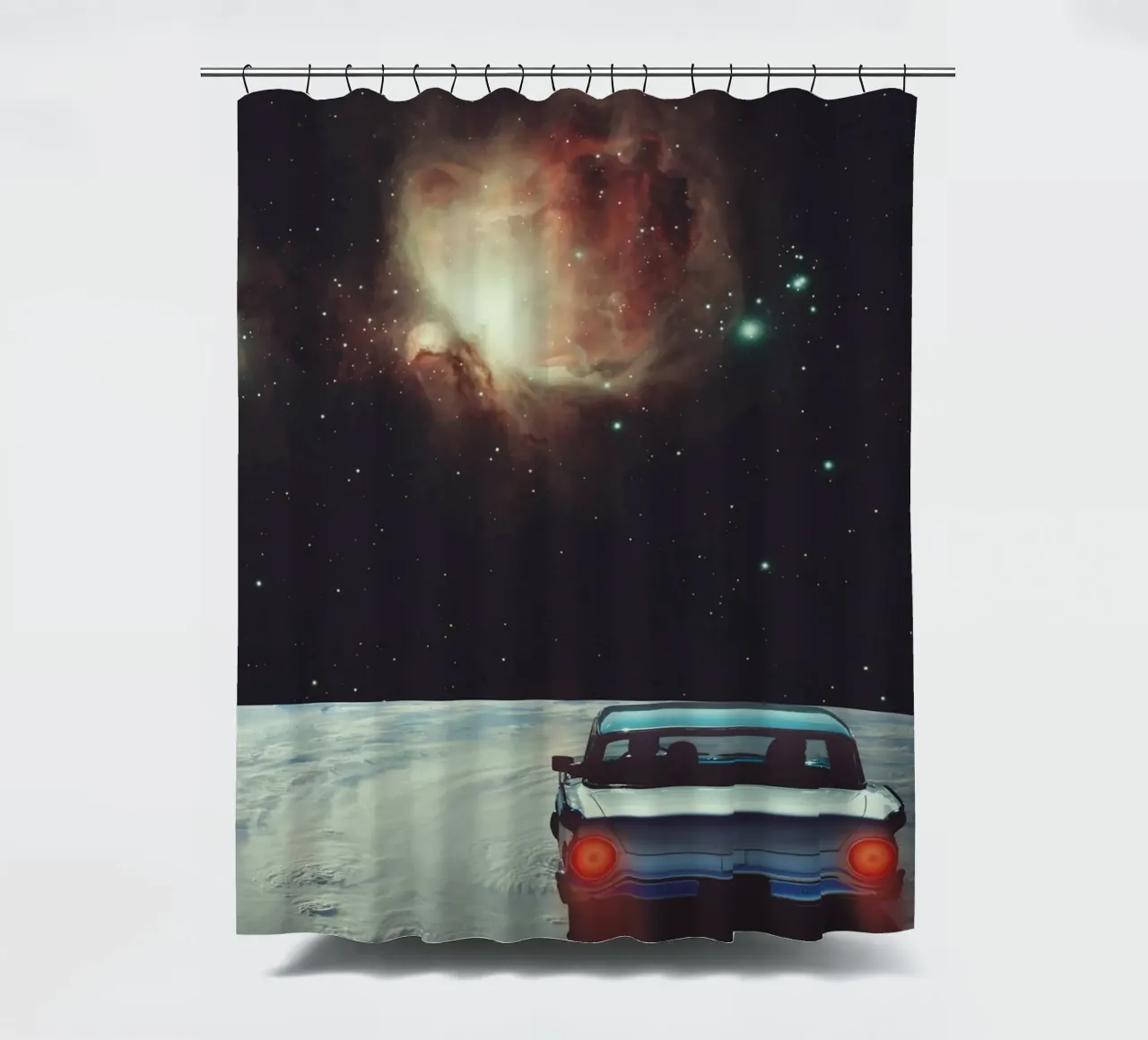 Destination Unknown - Surreal Cosmic Drive Duschvorhang von Dapidoka