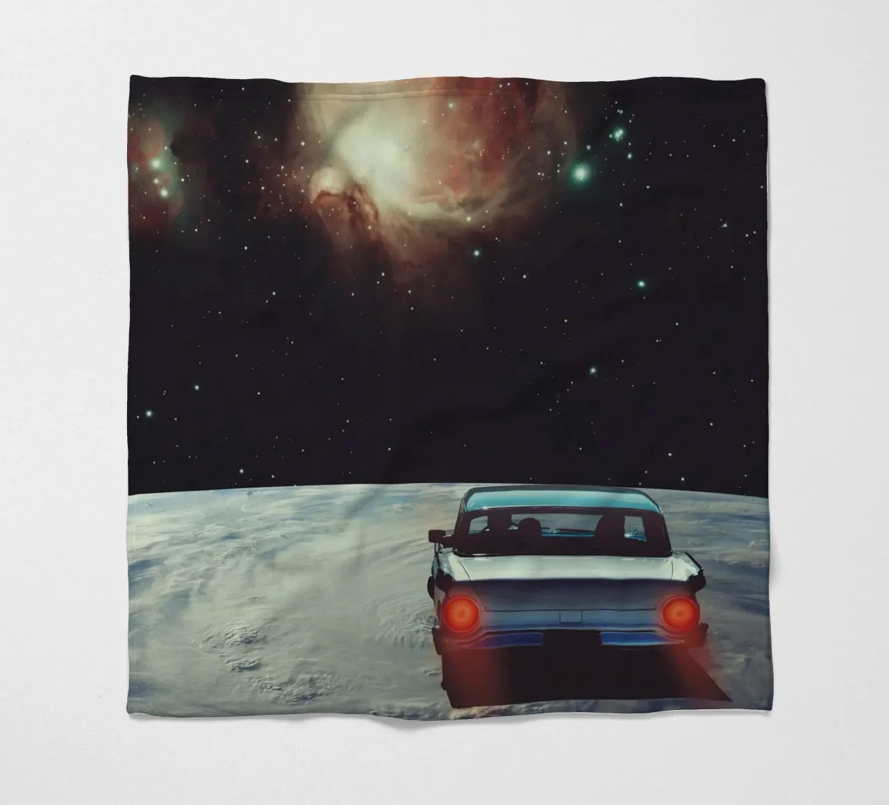 Destination Unknown – Surreal Cosmic Drive fleece blanket by Dapidoka