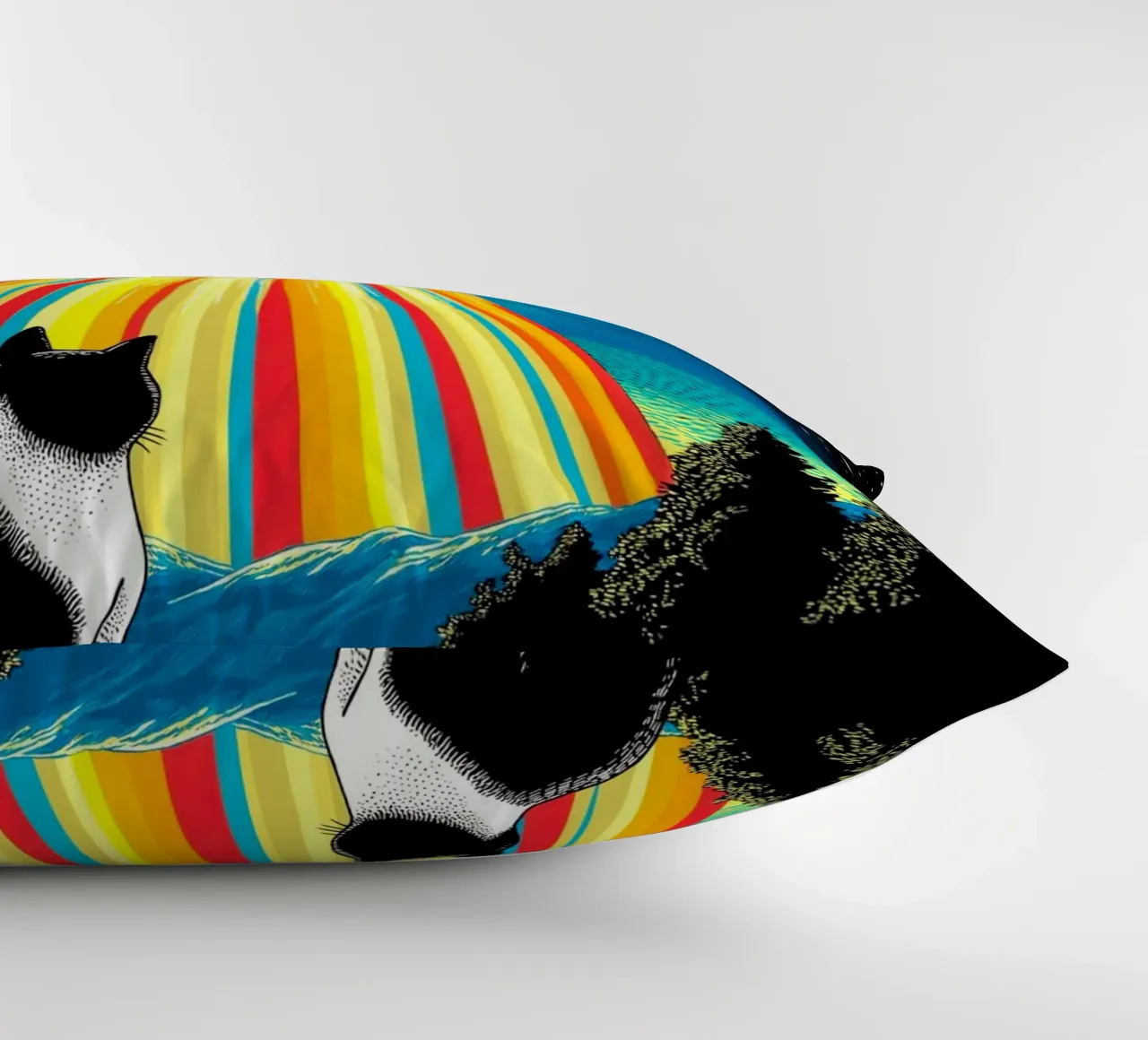 Gatto, UFO e Raggio Arcobaleno cuscino da Fleur de Lys