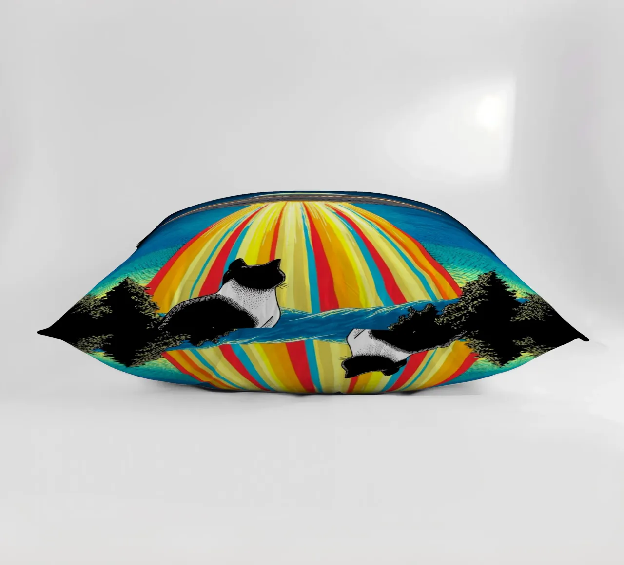 Gatto, UFO e Raggio Arcobaleno cuscino da Fleur de Lys