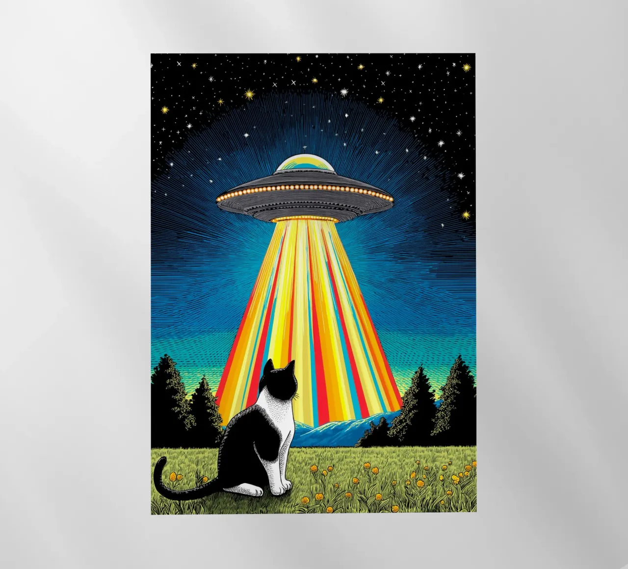 Gatto, UFO e Raggio Arcobaleno pellicola backlit da Fleur de Lys