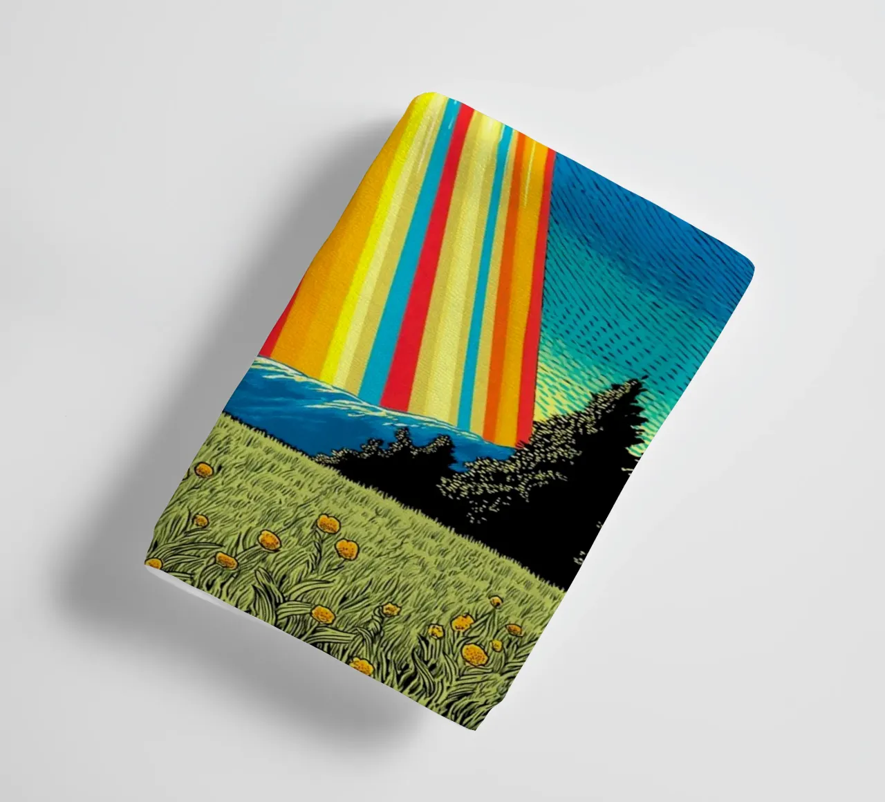 Cat, UFO, and Rainbow Beam towel by Fleur de Lys