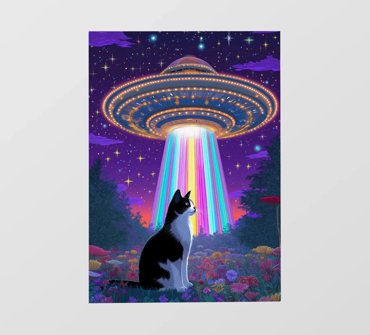 Gatto e UFO telo in pvc da Fleur de Lys