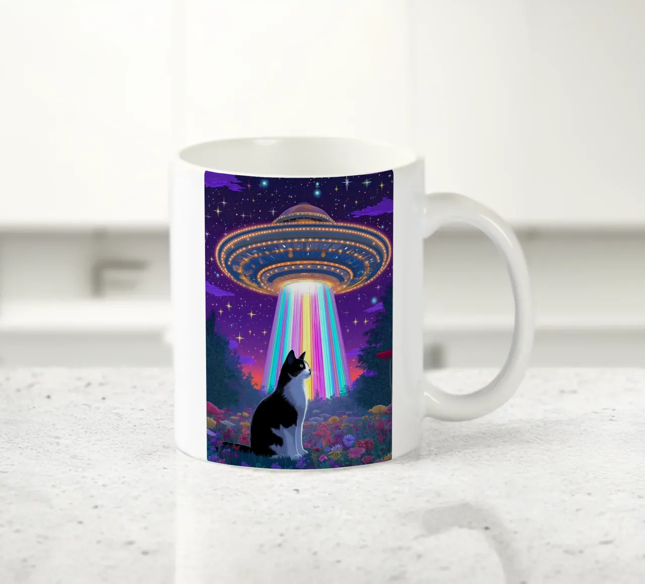 Gatto e UFO tazza in ceramica da Fleur de Lys