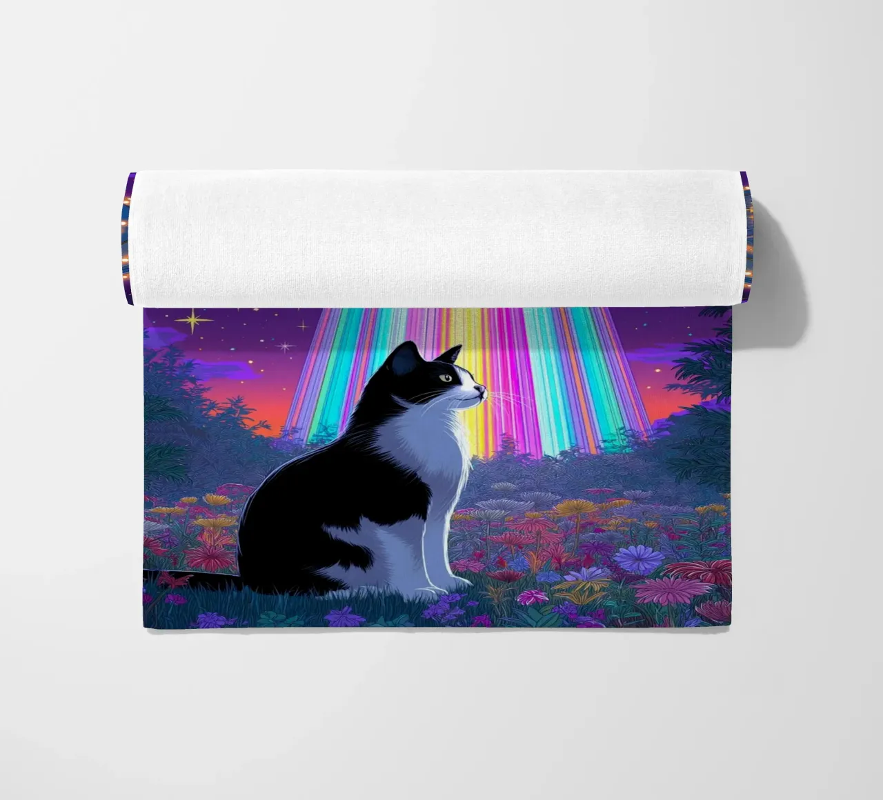 Gatto e UFO telo mare da Fleur de Lys