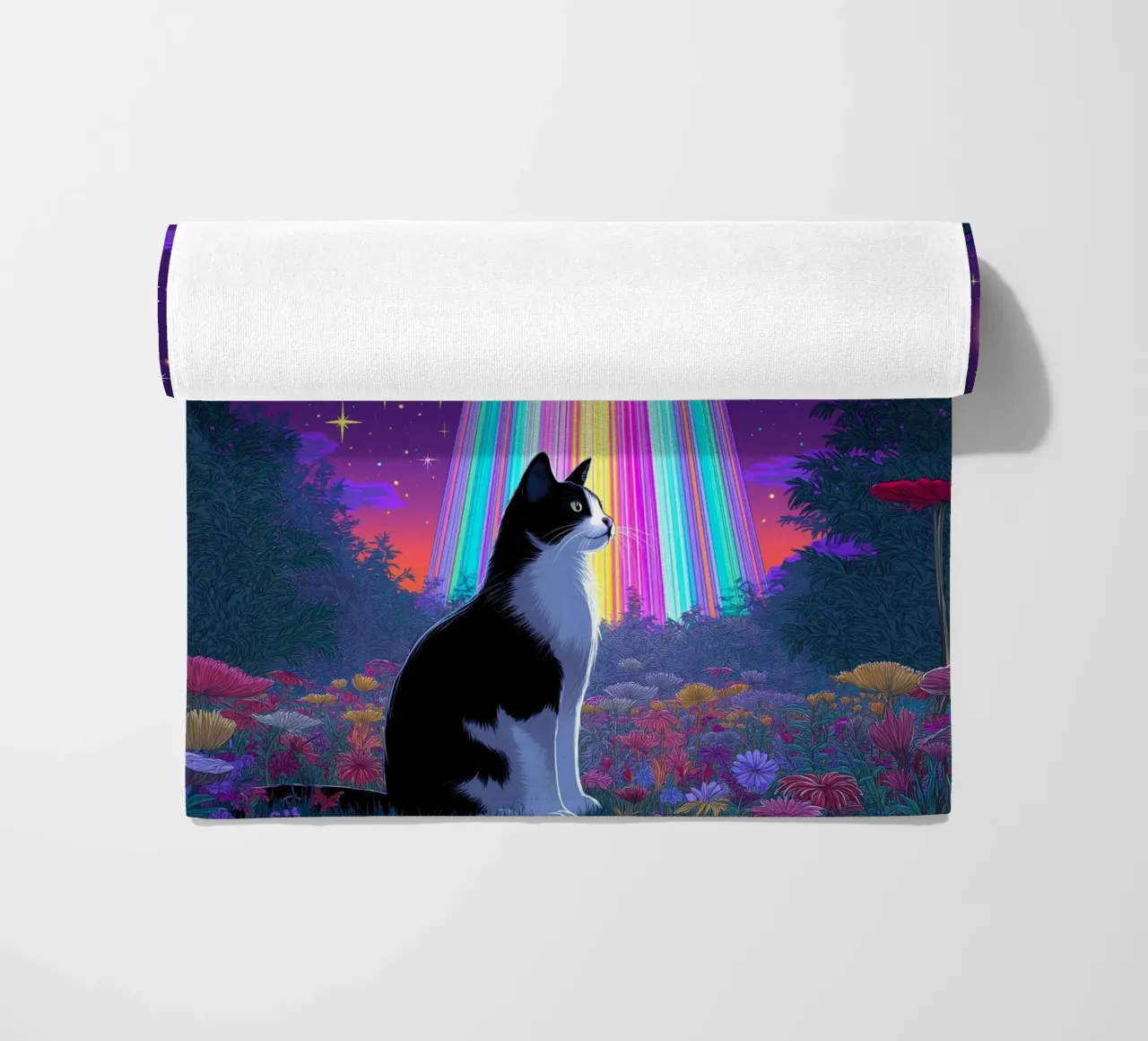 Gatto e UFO telo mare da Fleur de Lys