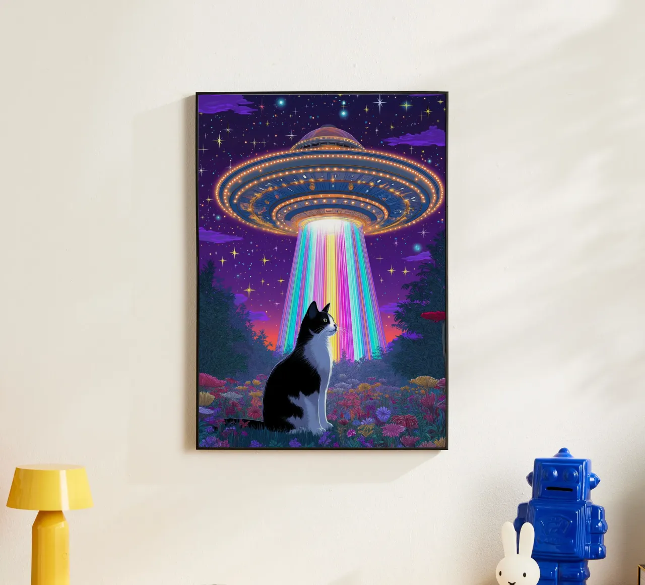 Gatto e UFO alluminio dibond da Fleur de Lys