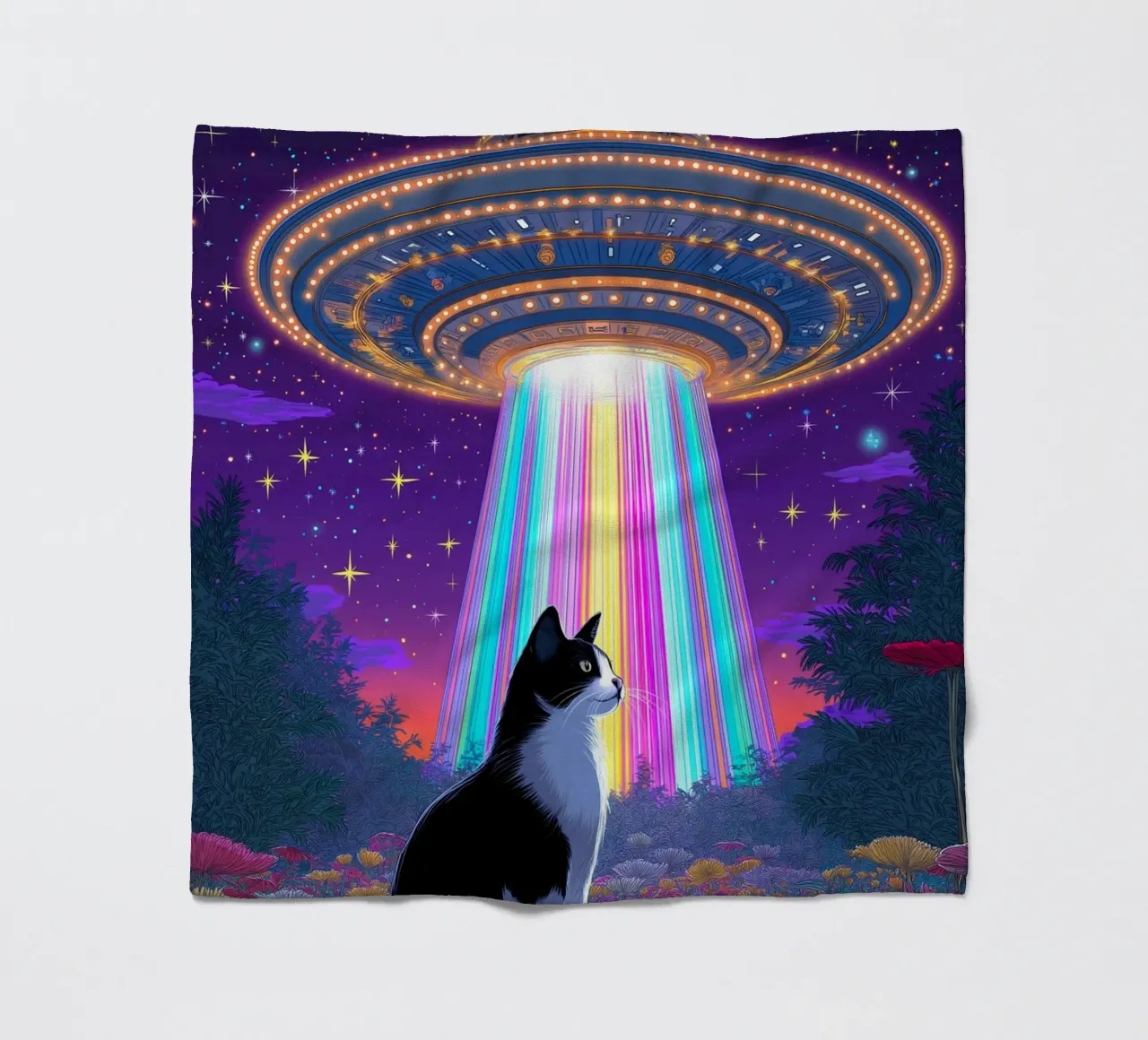 Gatto e UFO coperta in pile da Fleur de Lys