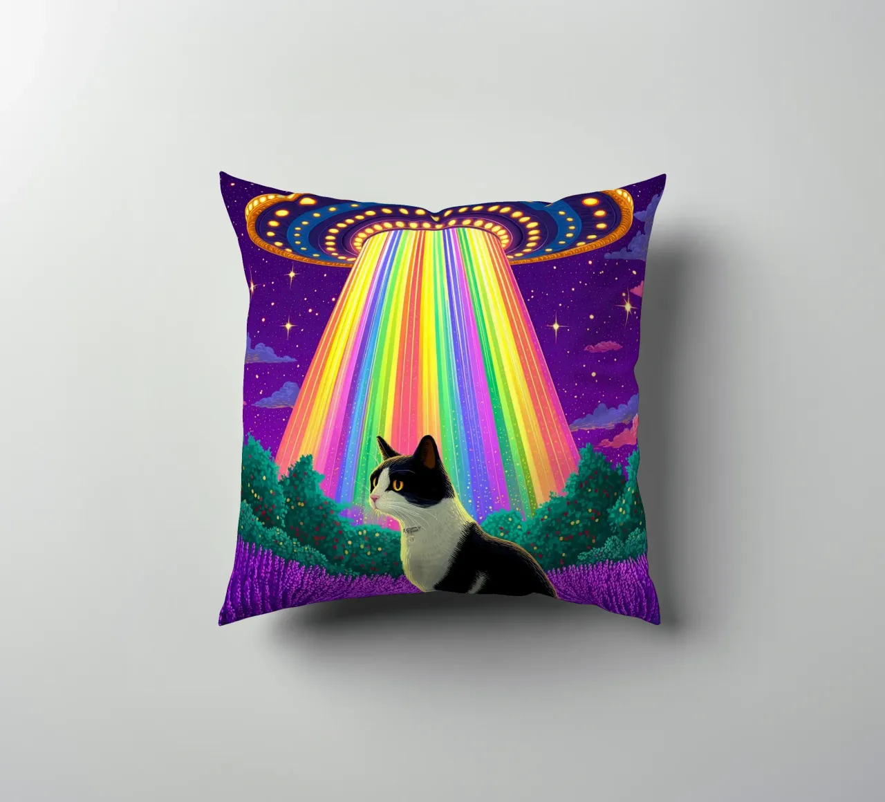 Gatto e UFO cuscino da Fleur de Lys