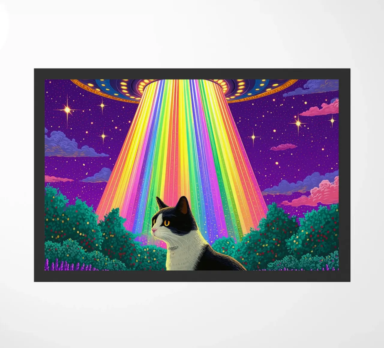Cat and UFO doormat by Fleur de Lys