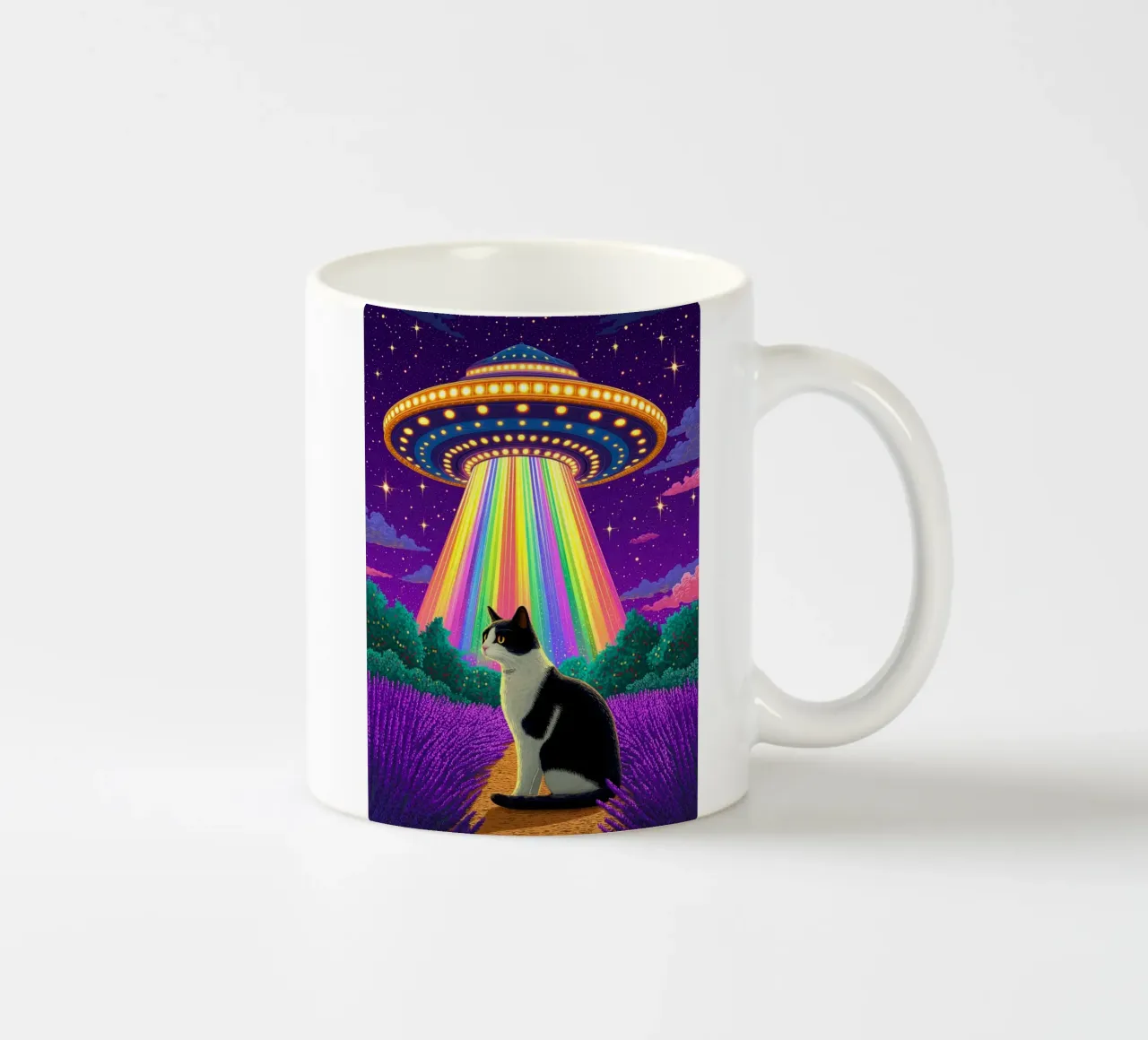 Gatto e UFO tazza in ceramica da Fleur de Lys