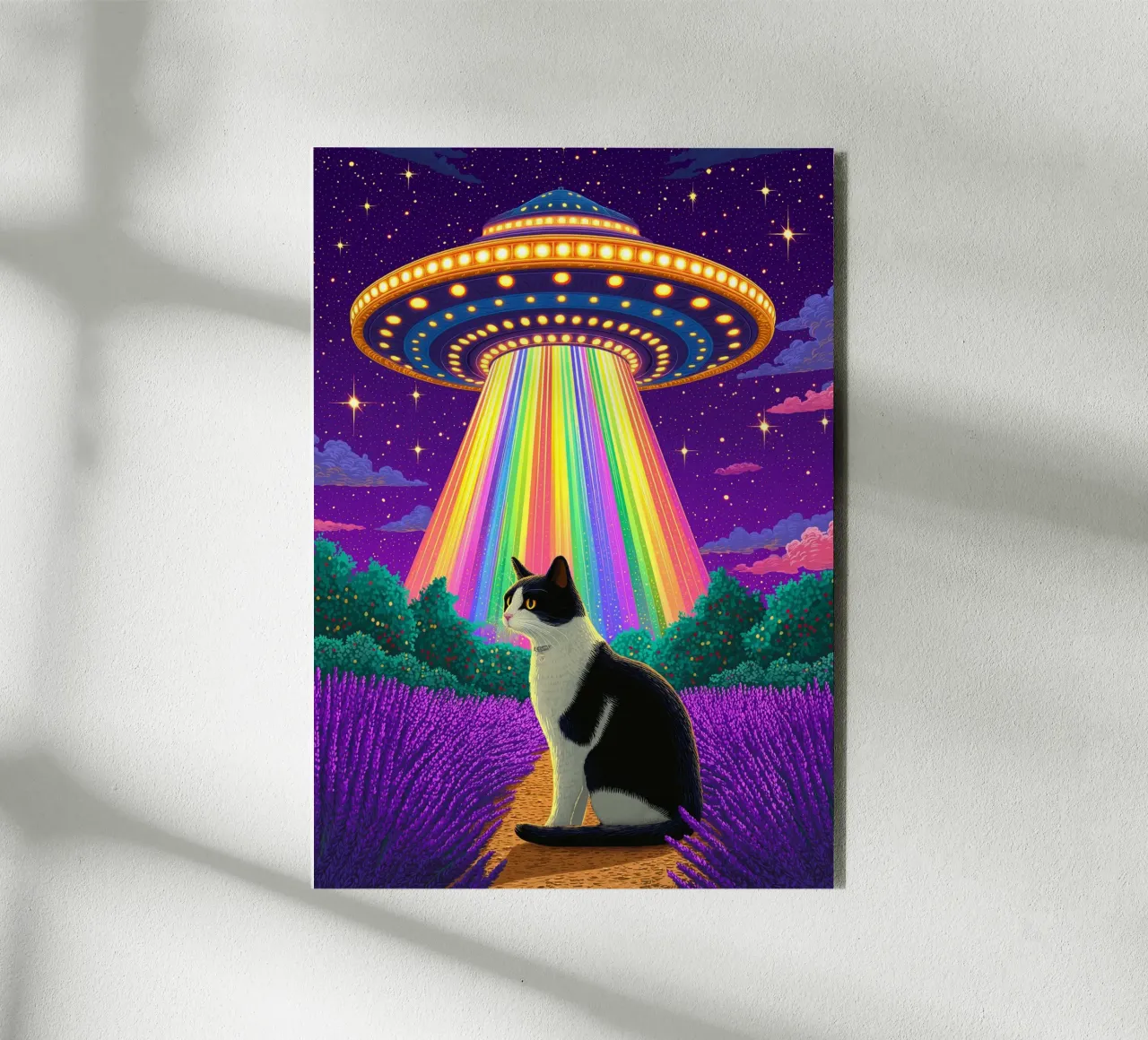 Gatto e UFO alluminio dibond da Fleur de Lys