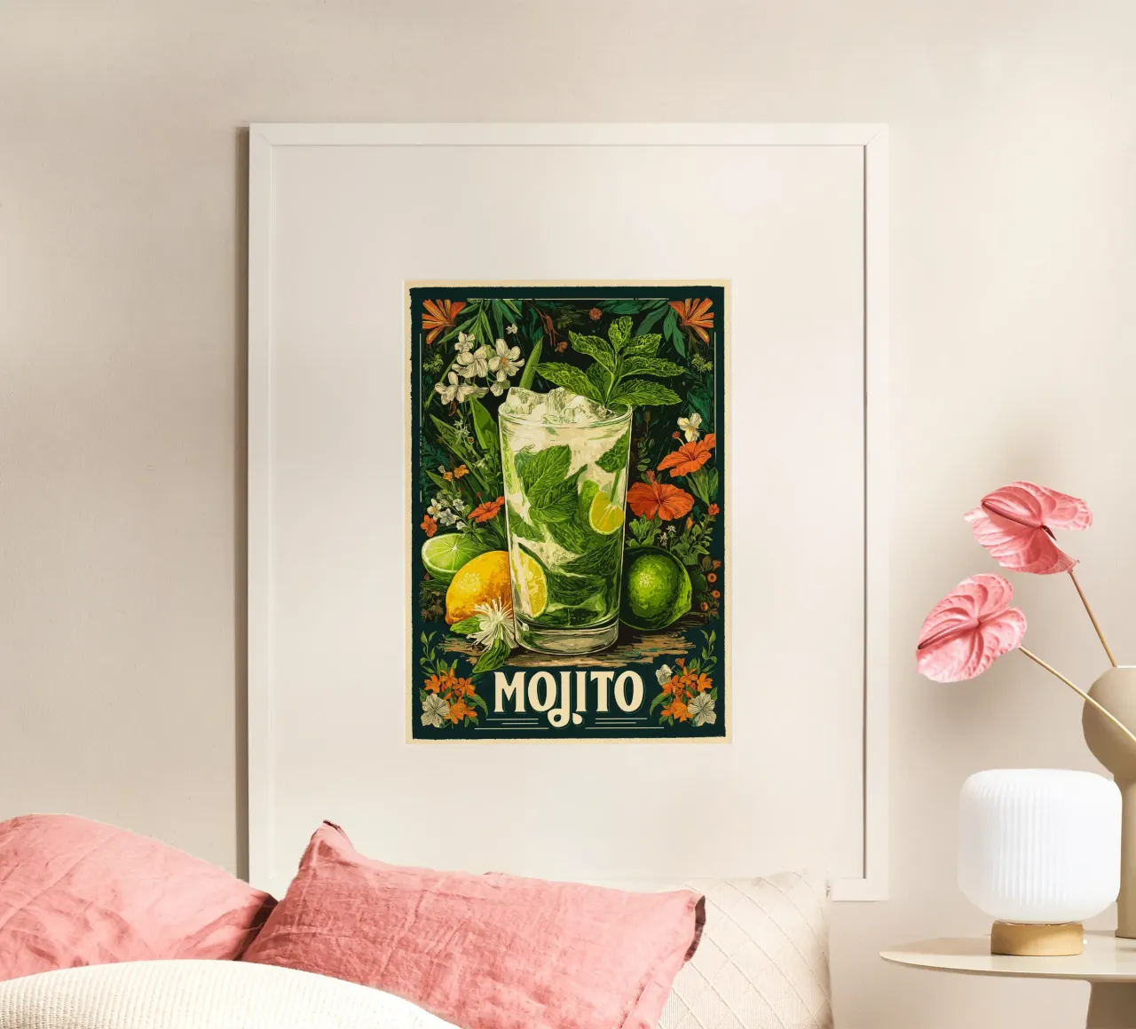 Cocktail Mojito poster con telaio in legno da Fleur de Lys