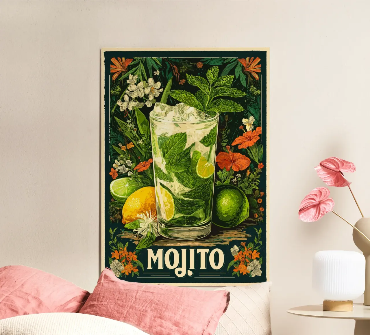 Cocktail Mojito poster con telaio in legno da Fleur de Lys