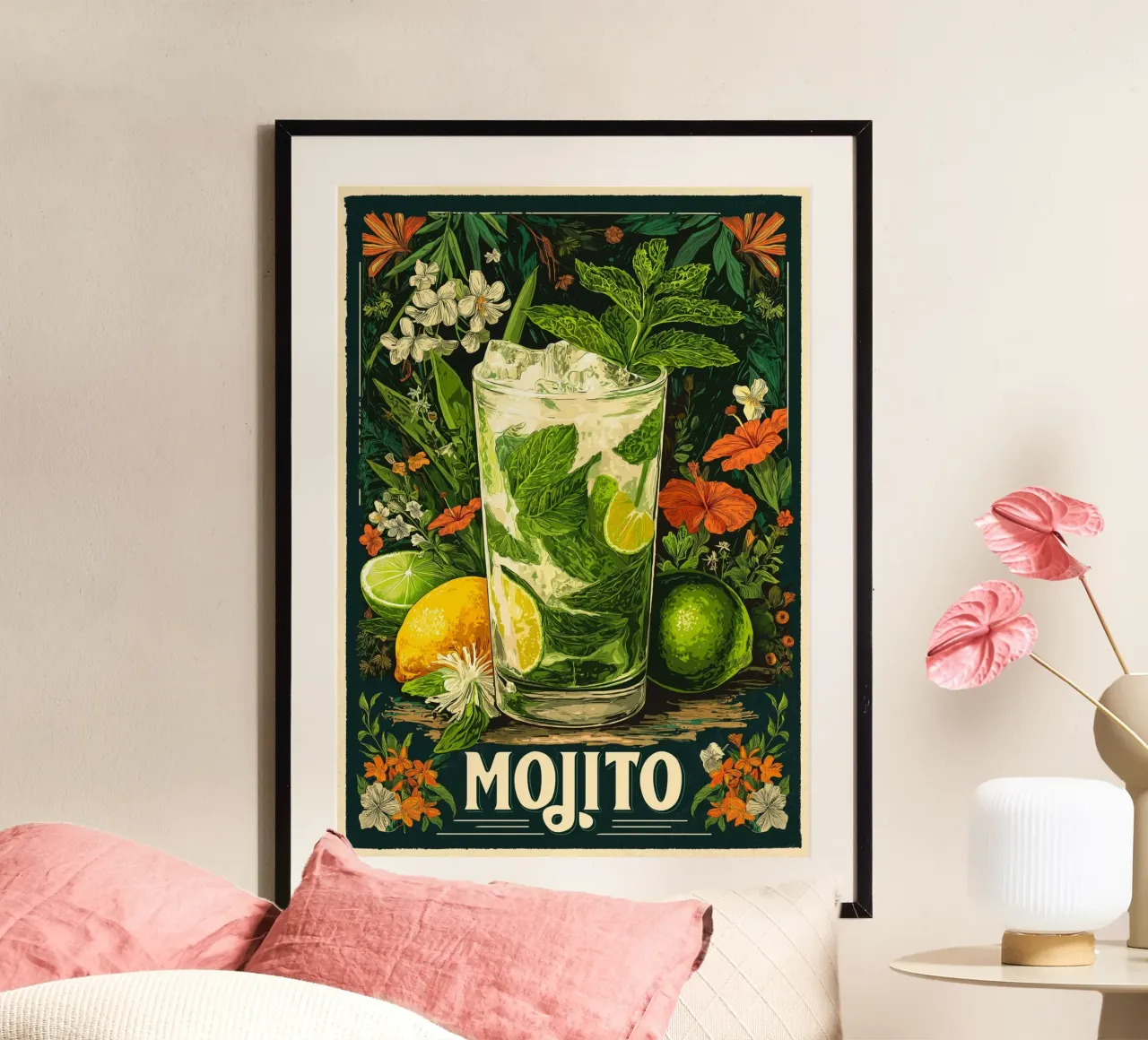 Cocktail Mojito poster con telaio in legno da Fleur de Lys