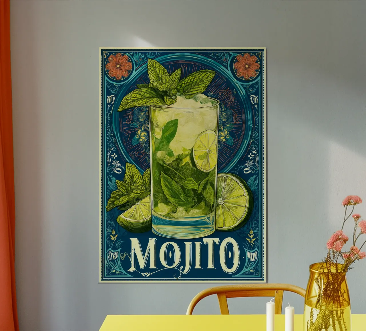 Cocktail Mojito Art poster con telaio in alluminio da Fleur de Lys