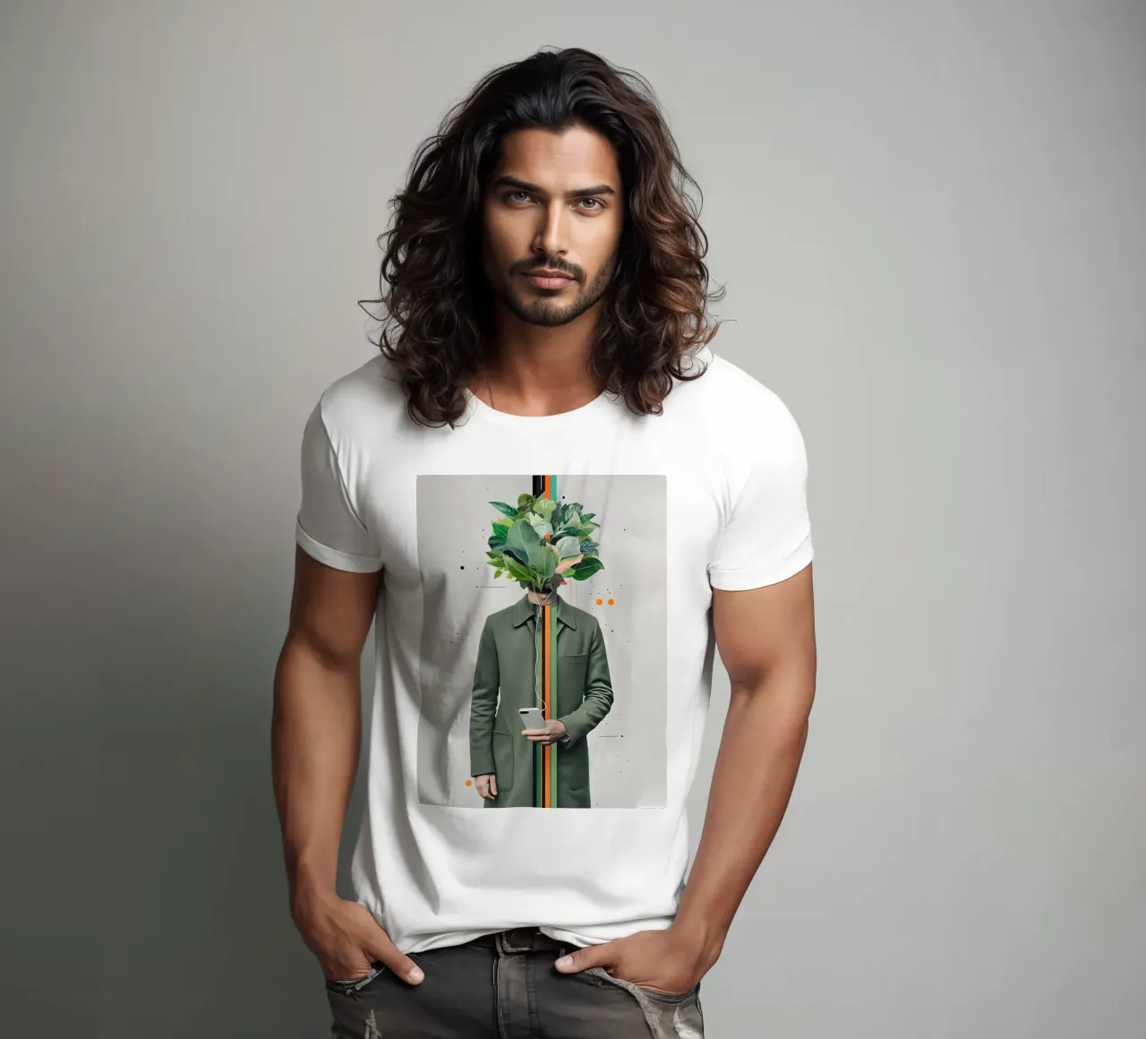 Uomo surreale con testa di fogliame t-shirt da 🥝 KIWI STORE