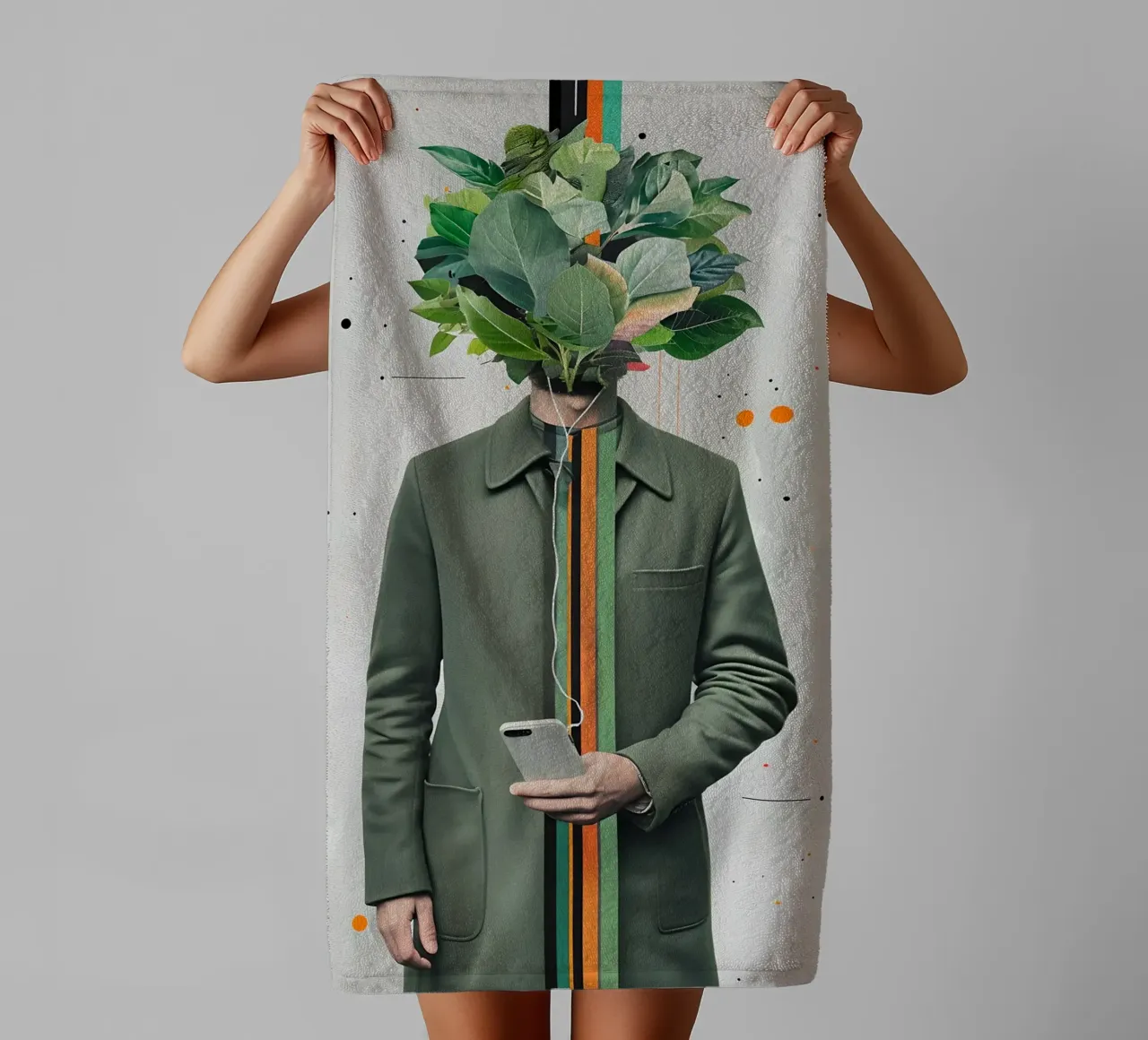 Surreal Man with Foliage Head towel by 🥝 KIWI STORE