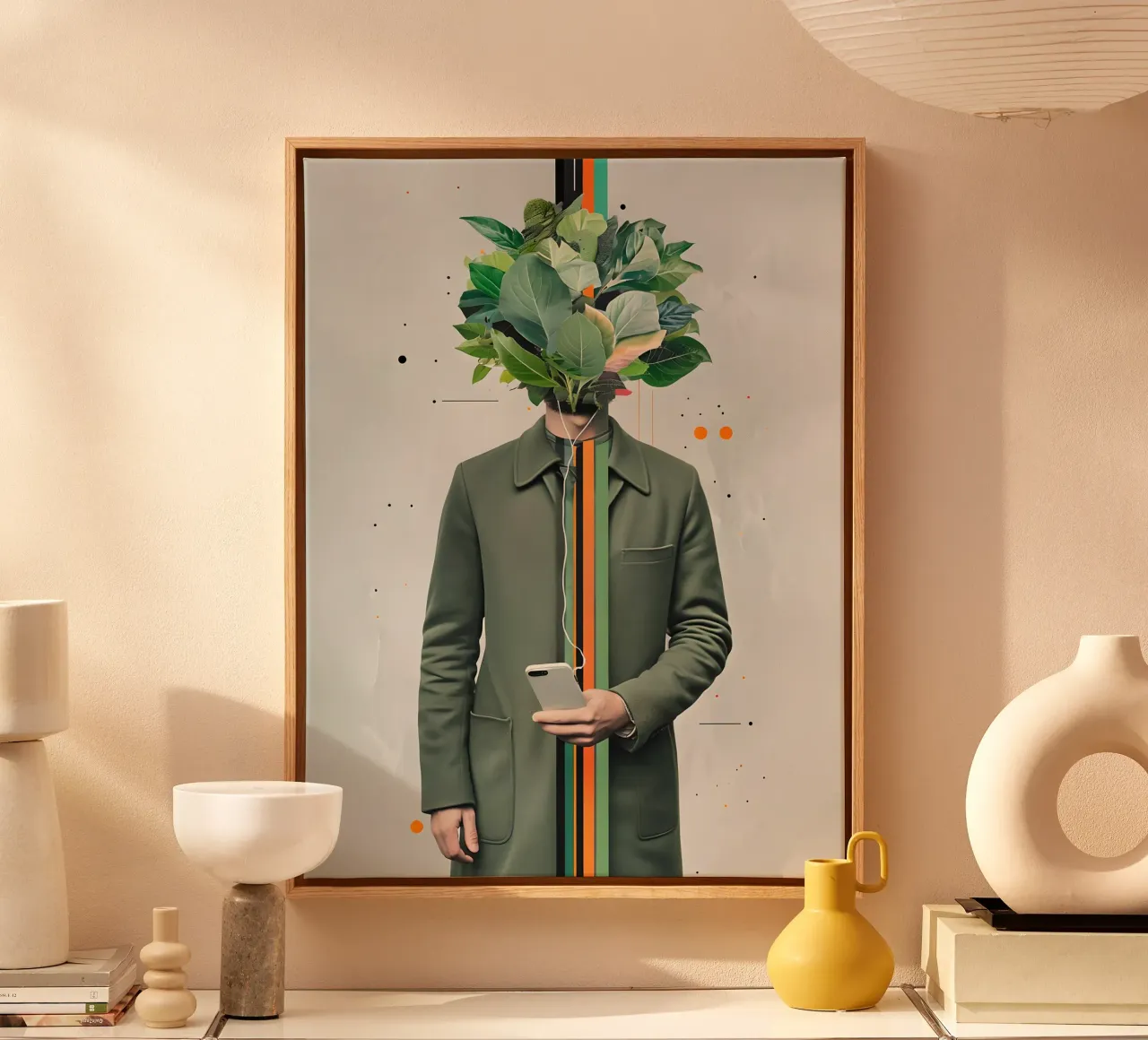 Surreal Man with Foliage Head canvas with Floater frame by 🥝 KIWI STORE