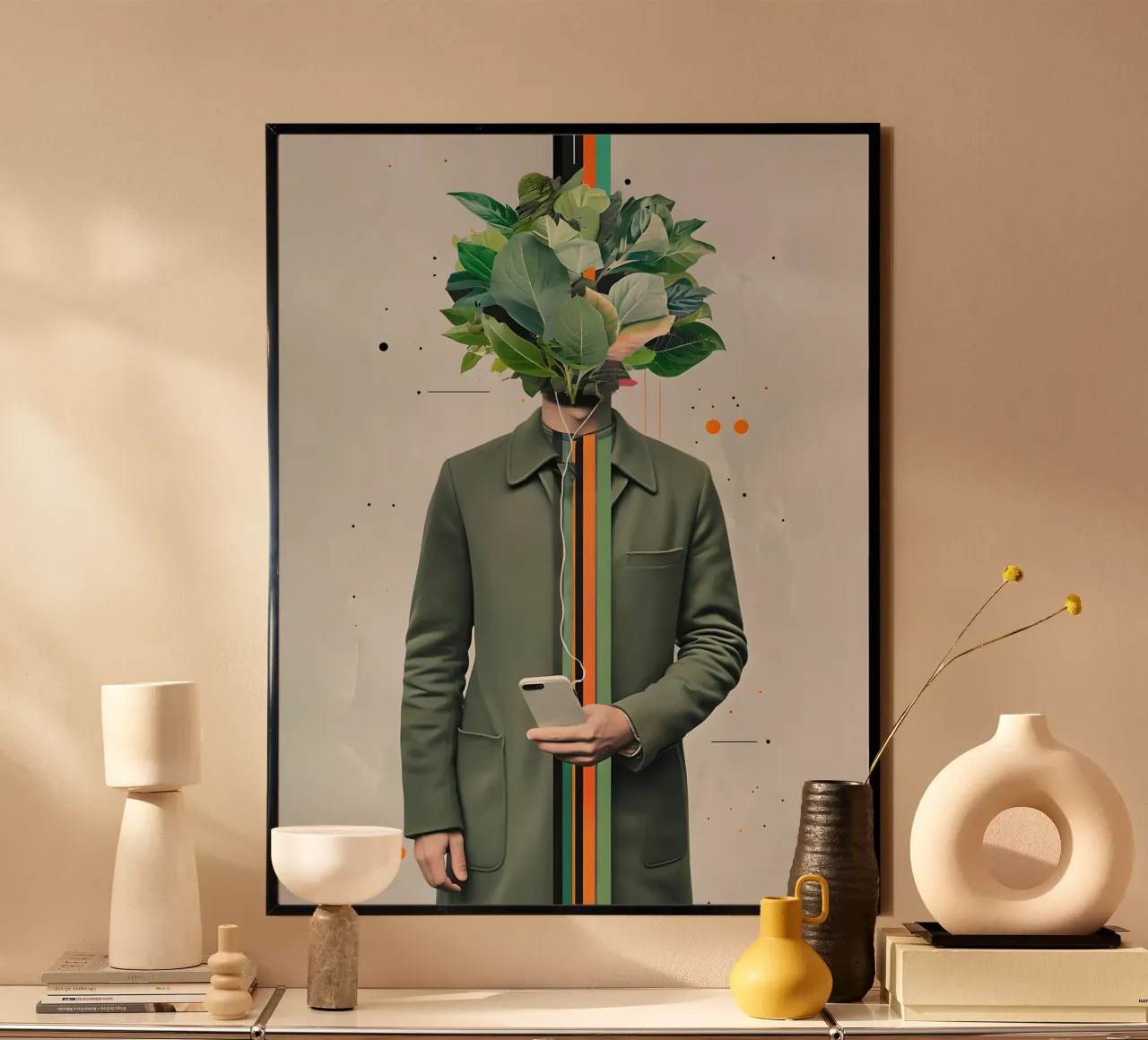 Uomo surreale con testa di fogliame carta hahnemühle da 🥝 KIWI STORE