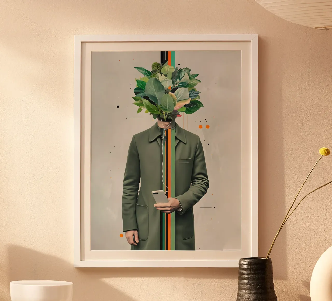 Uomo surreale con testa di fogliame carta hahnemühle da 🥝 KIWI STORE