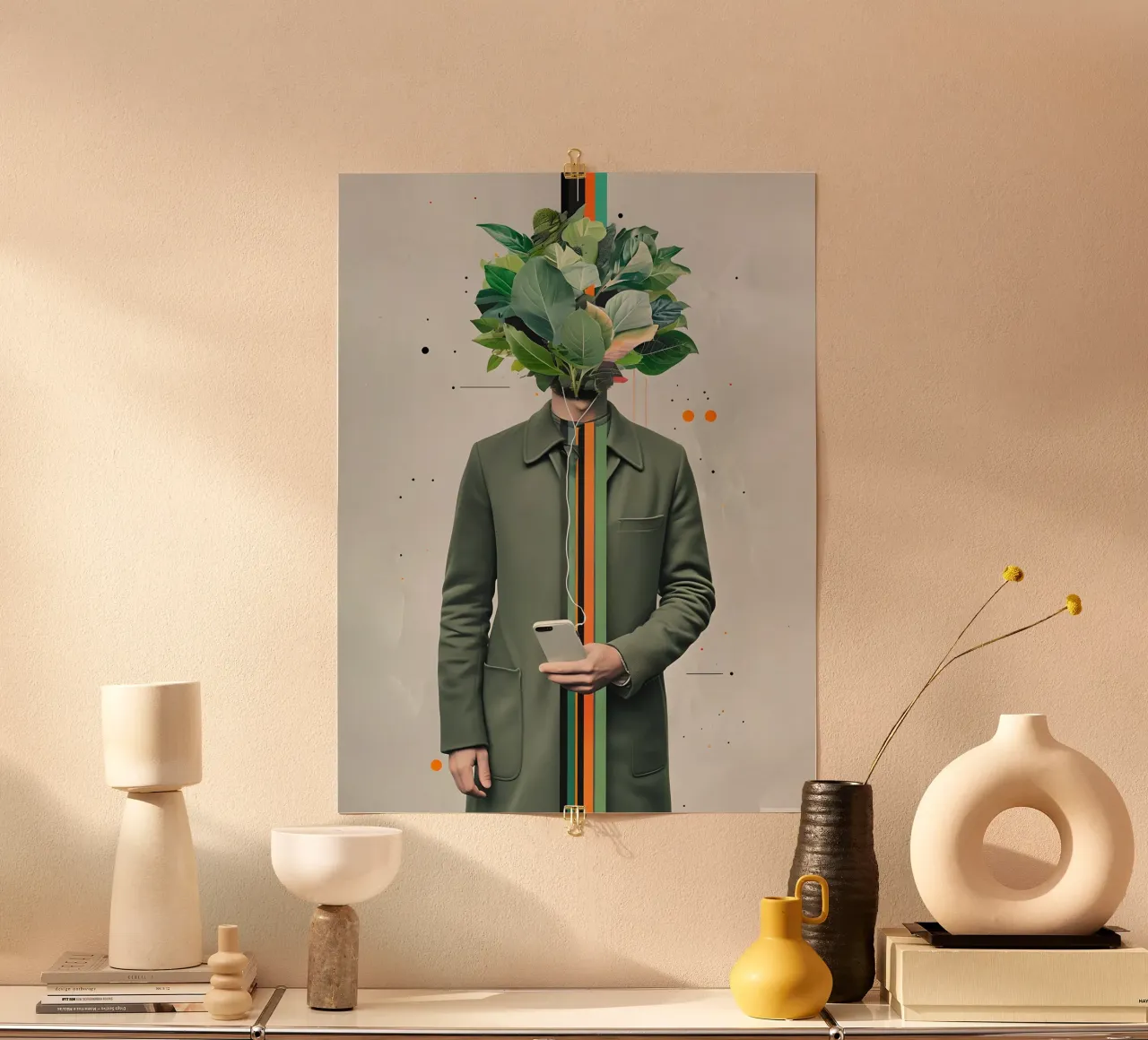 Uomo surreale con testa di fogliame carta hahnemühle da 🥝 KIWI STORE