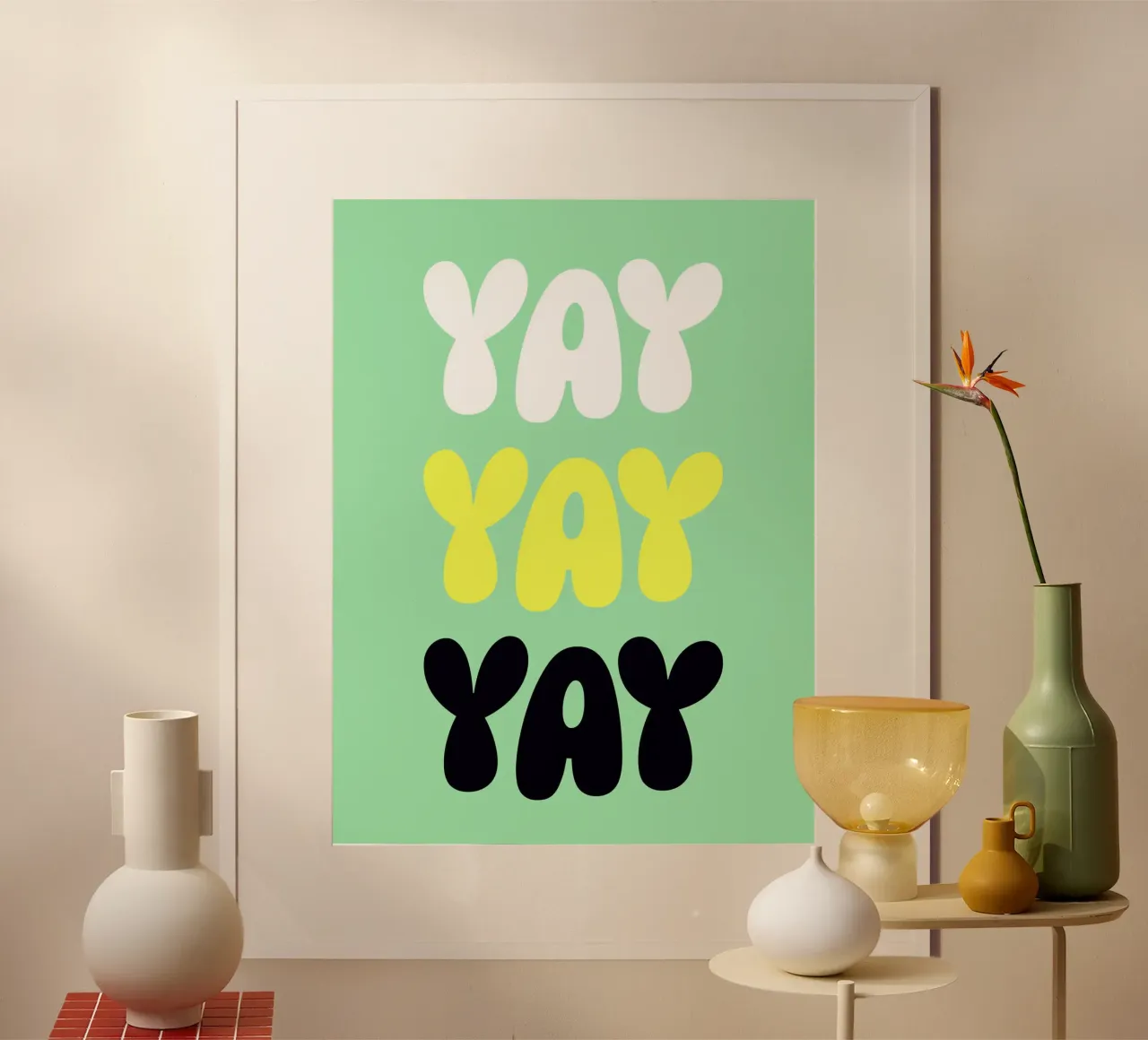 Yay 5 poster con telaio in legno da The Type Club Tokyo