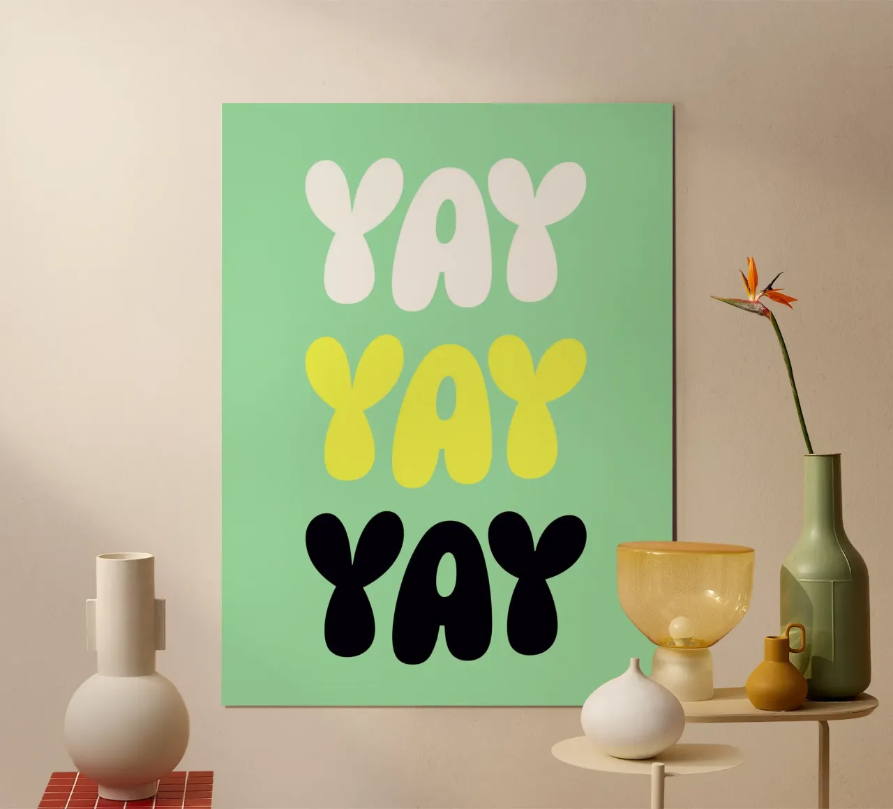 Yay 5 poster con telaio in legno da The Type Club Tokyo