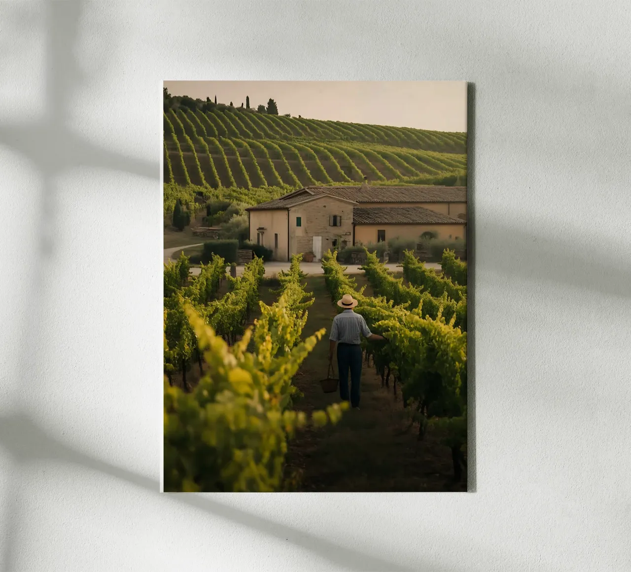 Goldene Weinreben in der Toskana Leinwand mit Schattenfugenrahmen von Casa Limon