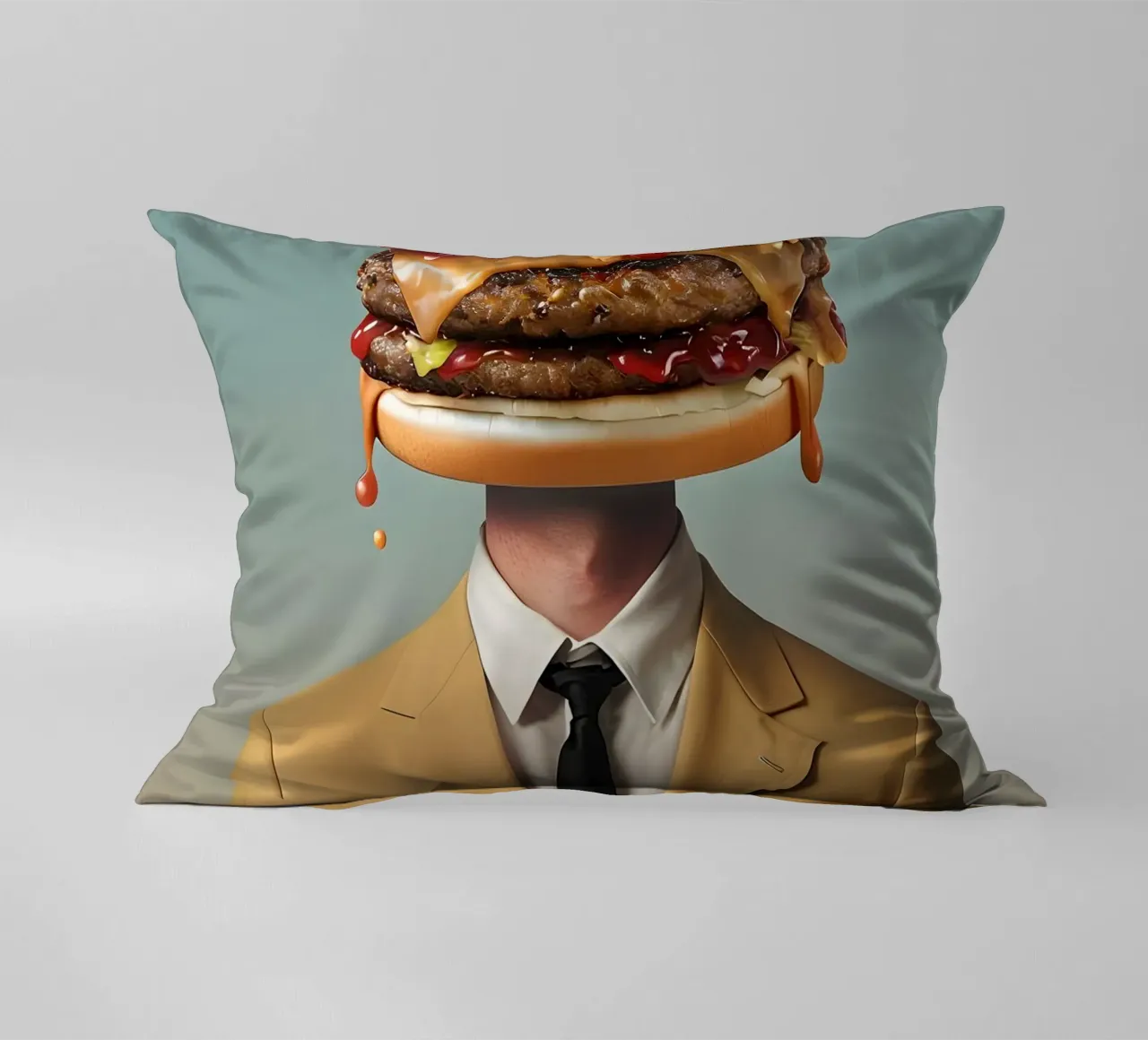 Uomo con testa di hamburger e vestito cuscino da 🥝 KIWI STORE