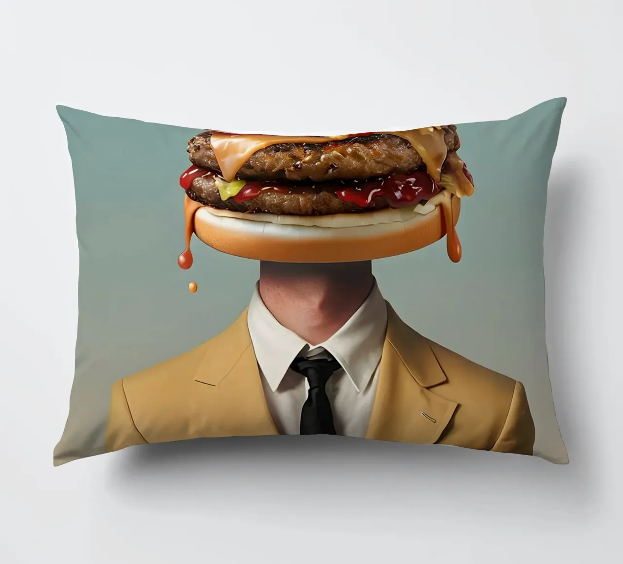 Uomo con testa di hamburger e vestito cuscino da 🥝 KIWI STORE