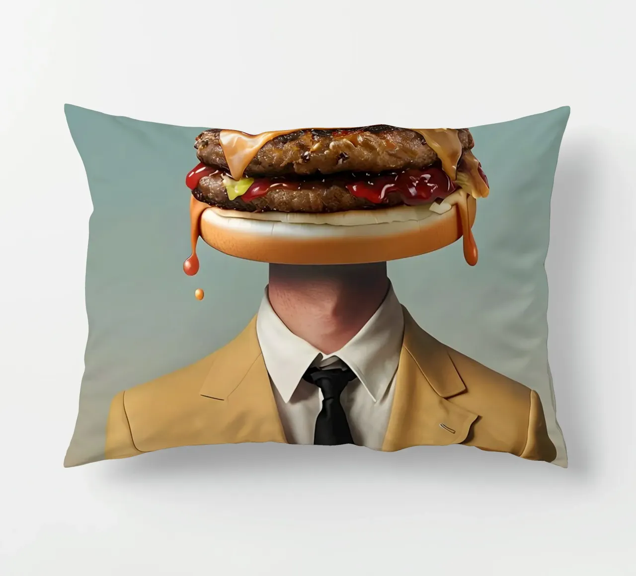 Uomo con testa di hamburger e vestito cuscino da 🥝 KIWI STORE