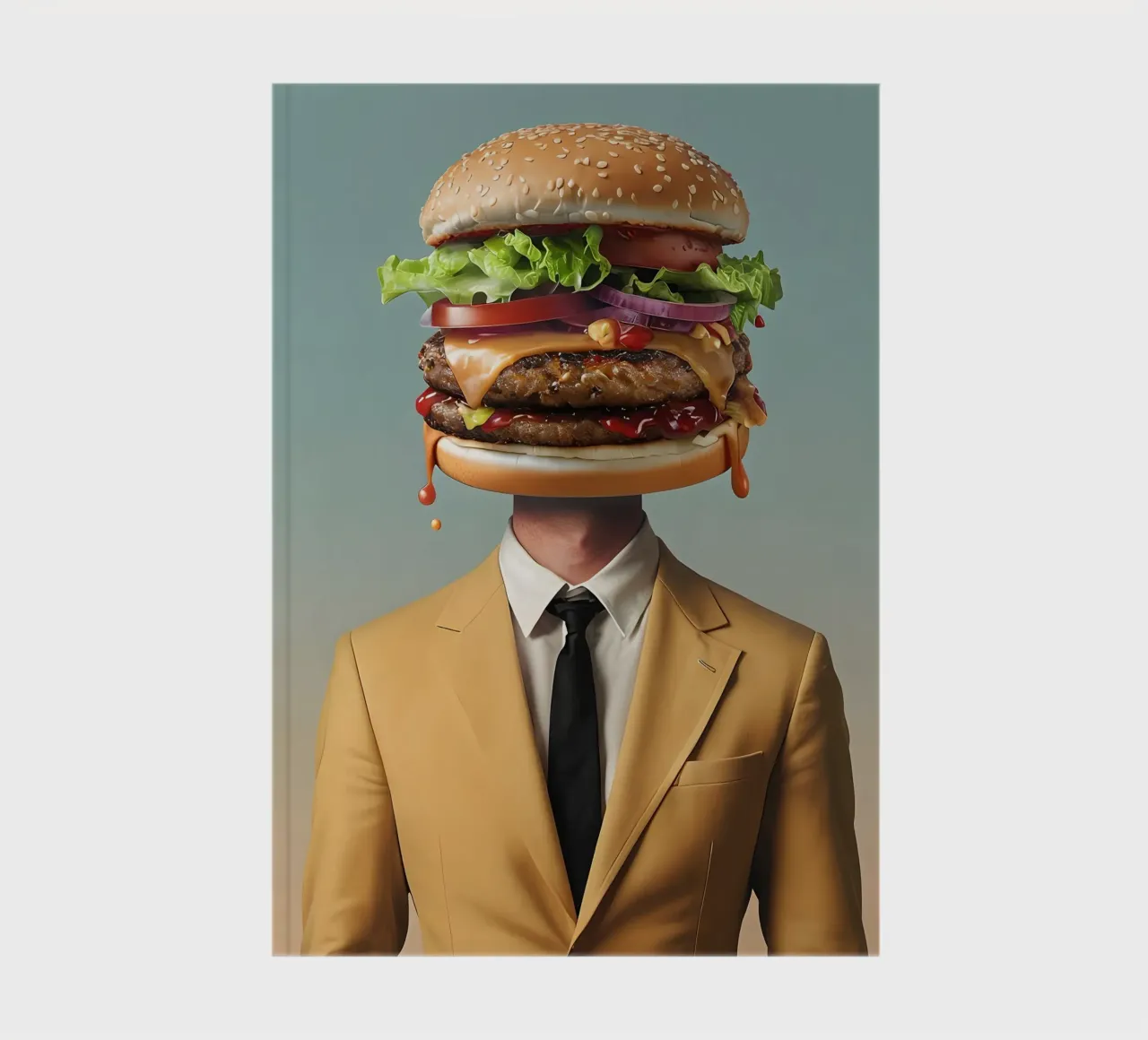 Uomo con testa di hamburger e vestito diario da 🥝 KIWI STORE