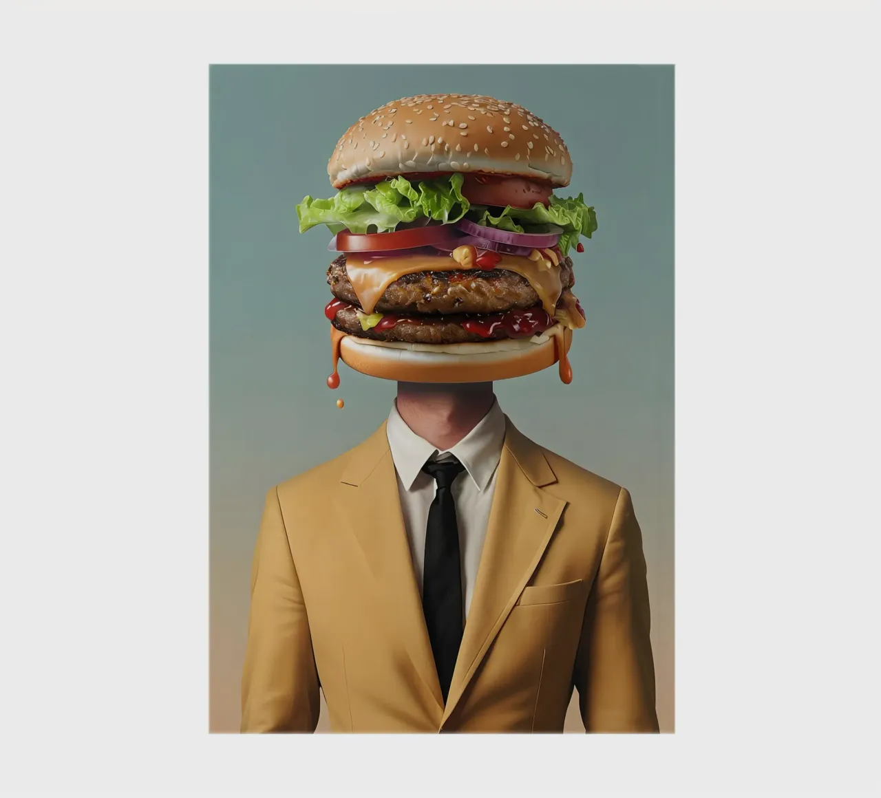 Uomo con testa di hamburger e vestito diario da 🥝 KIWI STORE