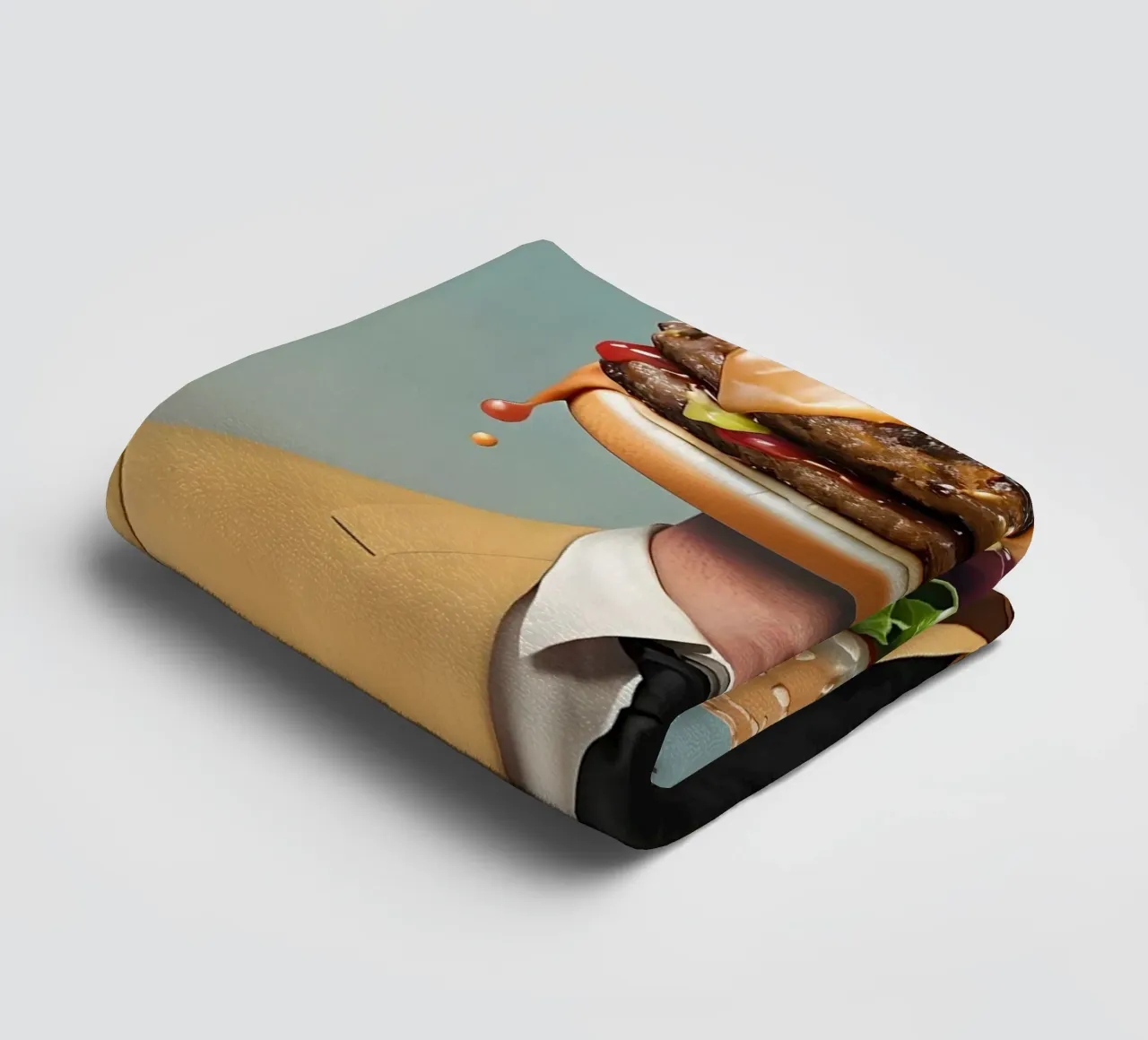 Uomo con testa di hamburger e vestito asciugamano da bagno da 🥝 KIWI STORE